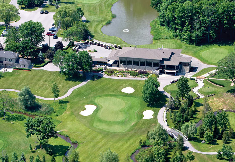 Bird's eye view of clubhouse