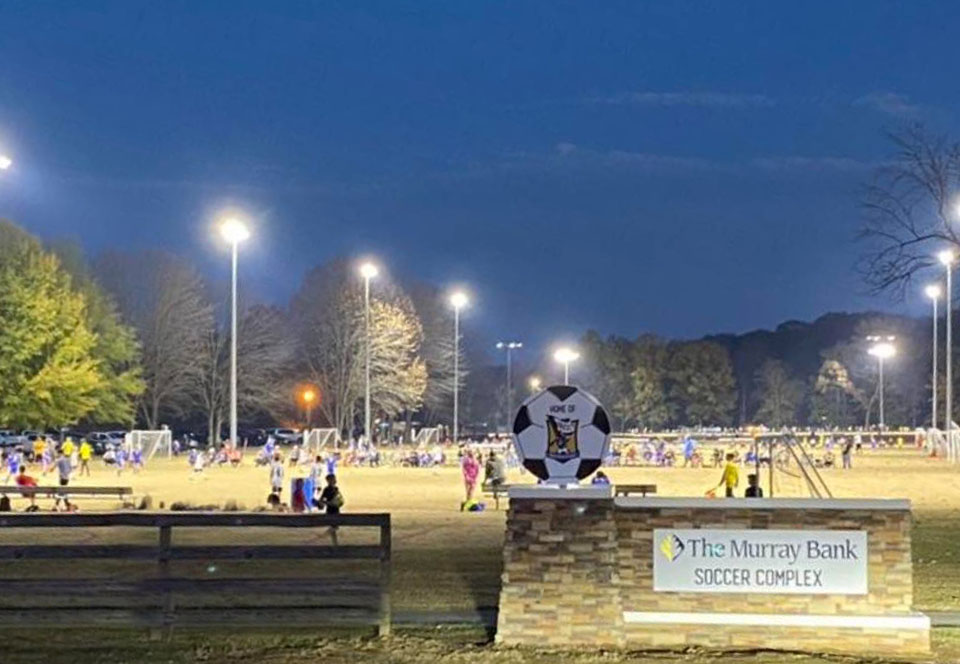 Soccer complex at night